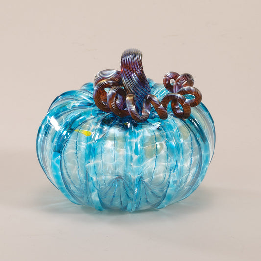 Hand-Blown Glass Aquamarine Pumpkin