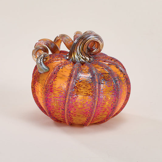 Hand-Blown Glass Sugared Maple Pumpkin