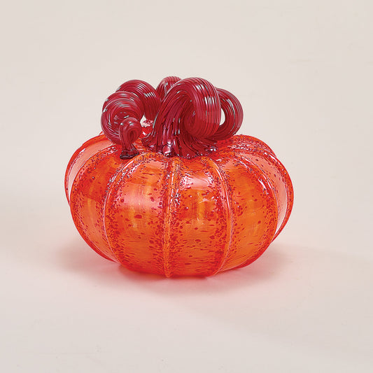 Hand-Blown Glass Cinammon Orange Pumpkin