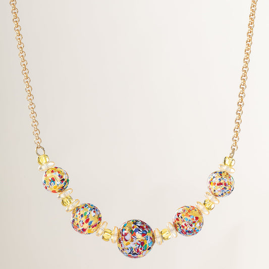 Murano Glass Speckled Beads Chain Necklace