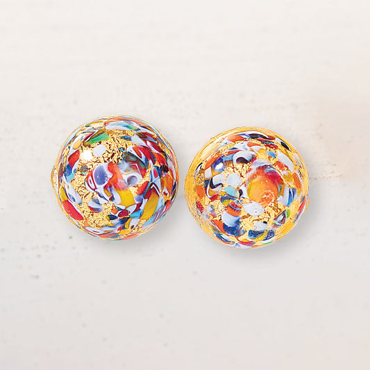 Murano Glass Speckled Button Earrings