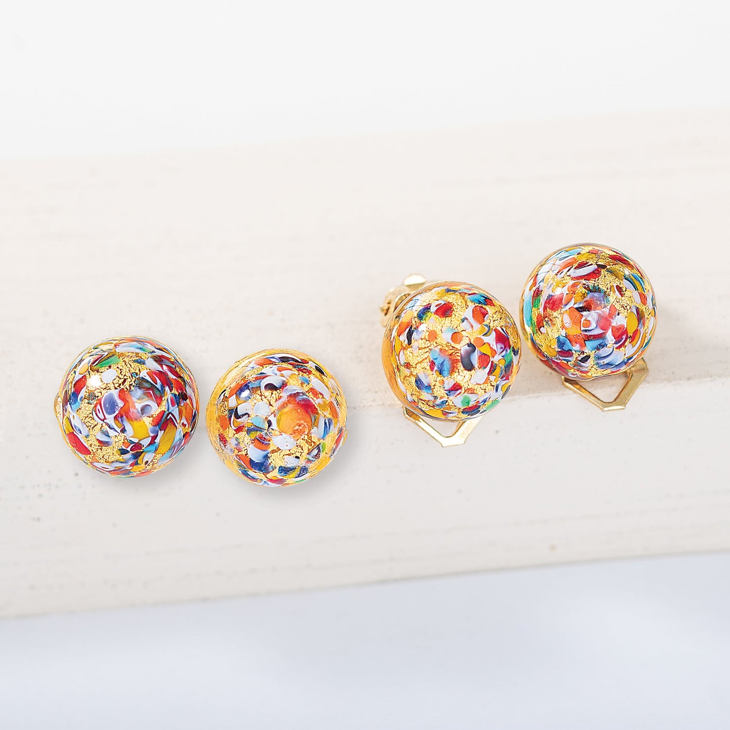 Murano Glass Speckled Button Earrings