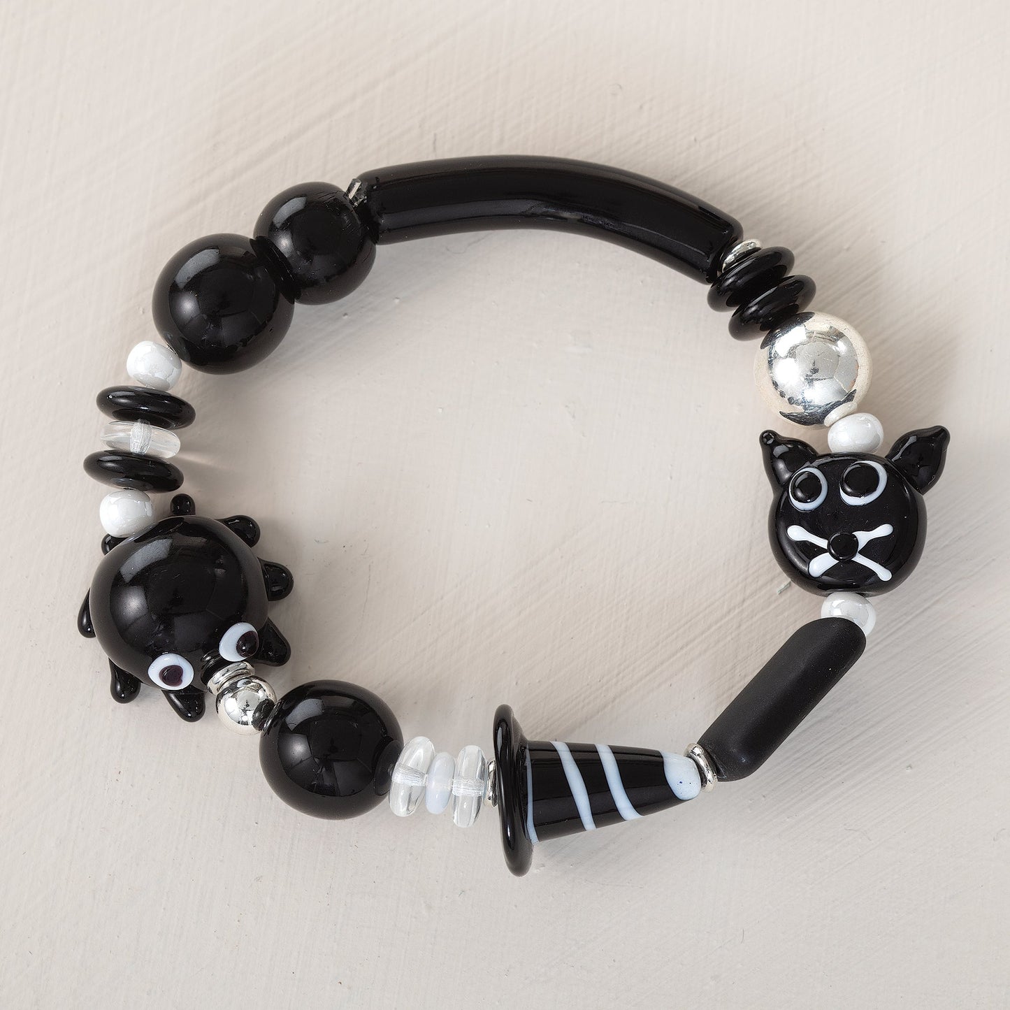 Murano Glass Witch Hat & Spiders Bracelet