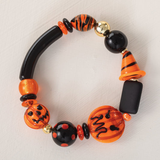 Murano Glass Pumpkins & Polka Dots Bracelet