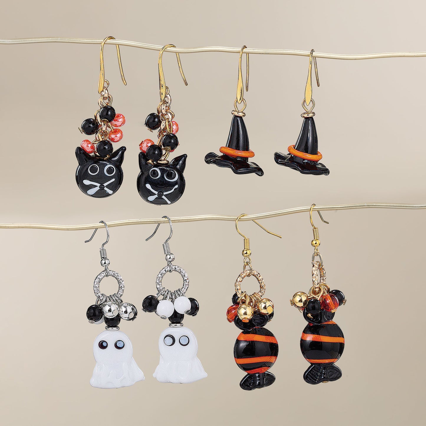 Murano Glass Striped Candy Earrings