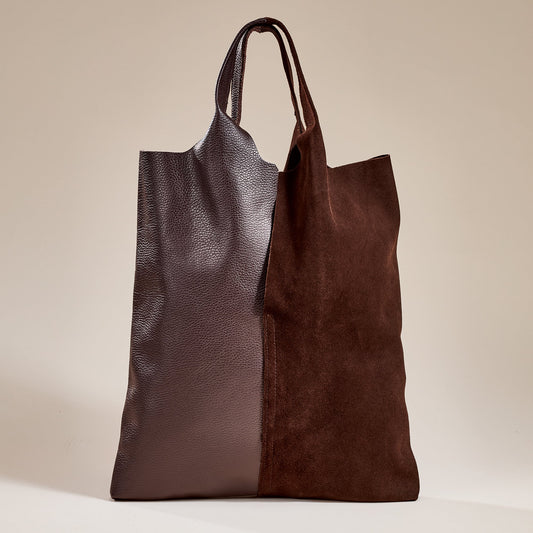 Faenza Espresso Italian Leather & Suede Tote