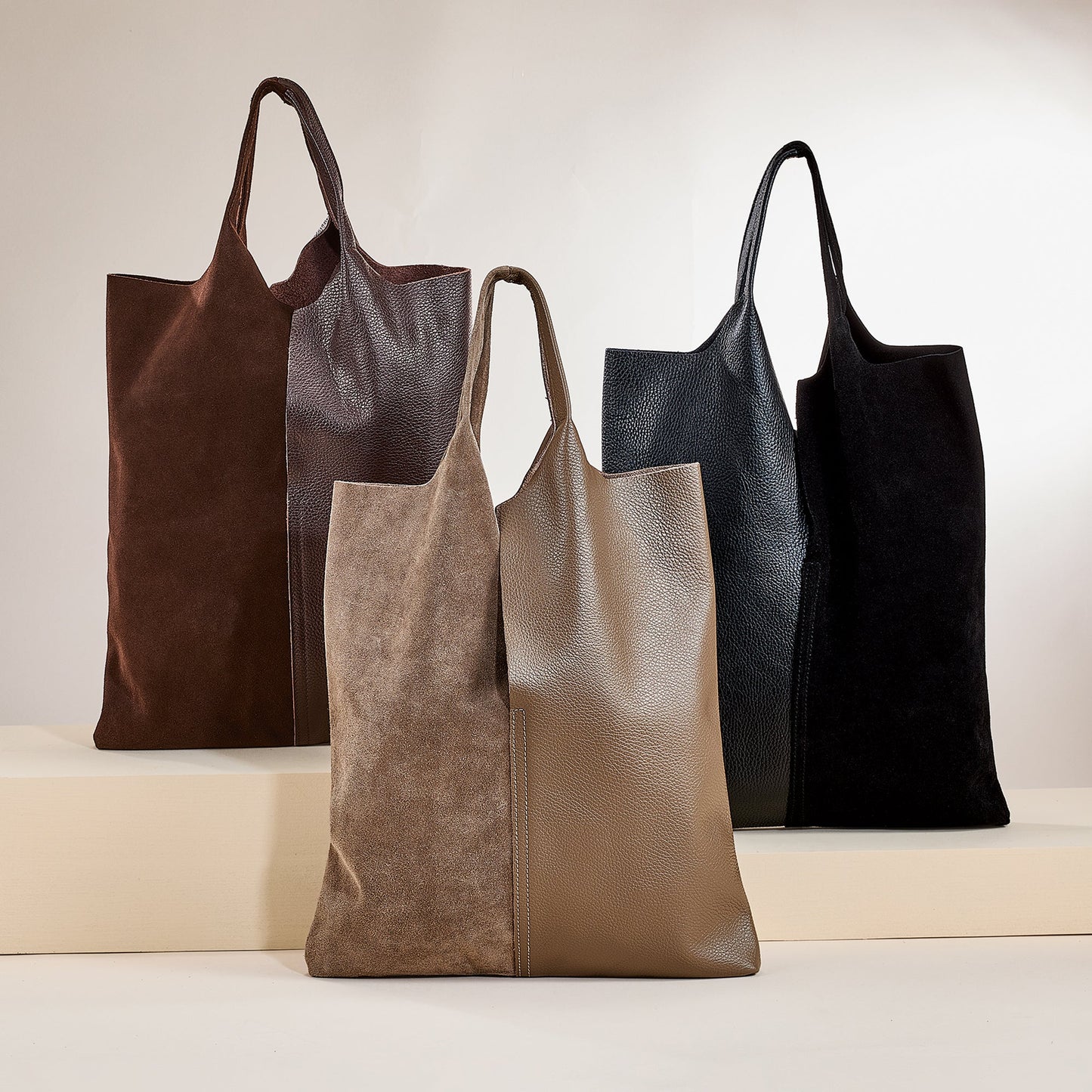 Faenza Espresso Italian Leather & Suede Tote