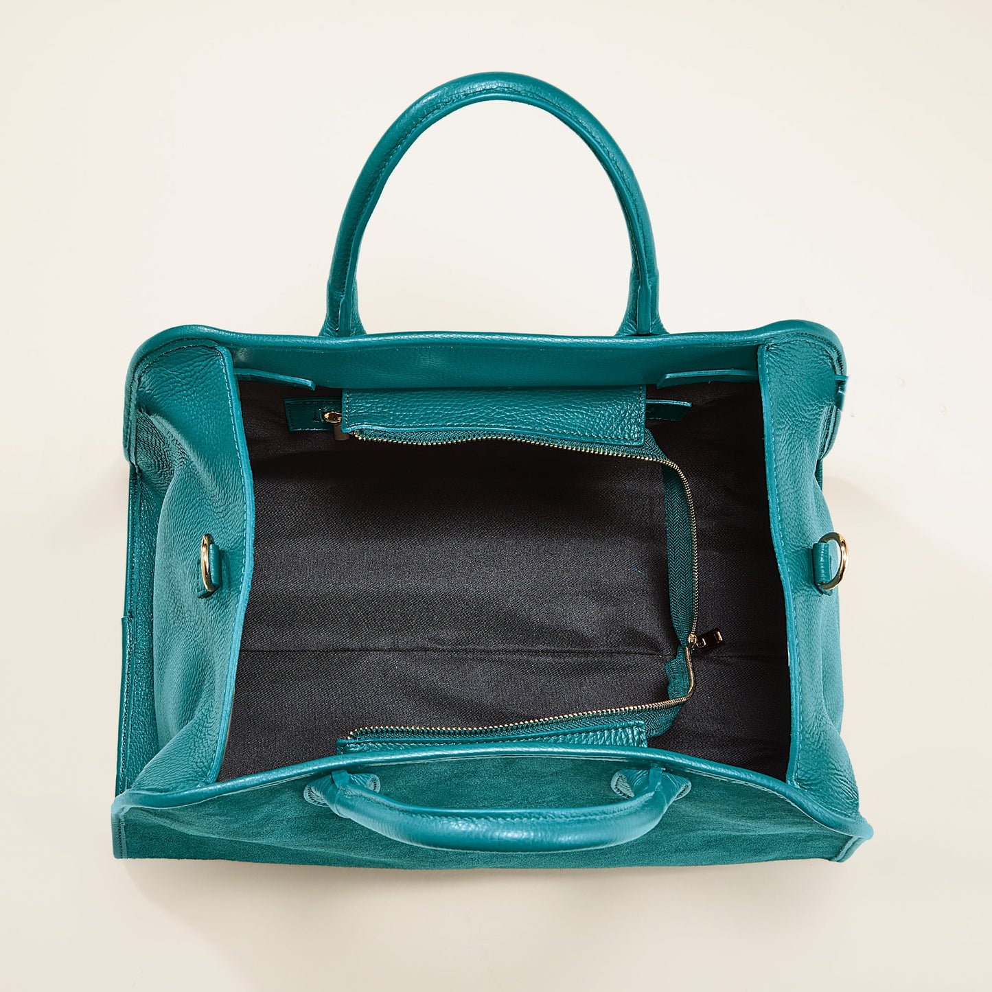 Comacchio Teal Suede & Leather Tote