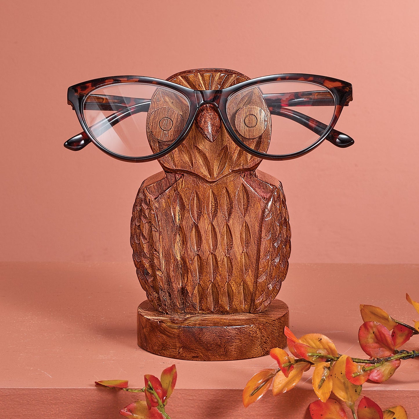 Rosewood Owl Eyeglass Holder