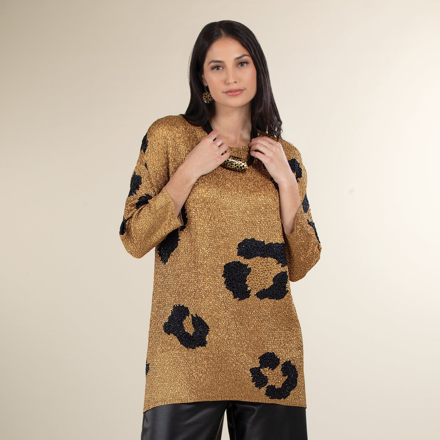 Leopard Print Crinkle Tunic (Preorder)