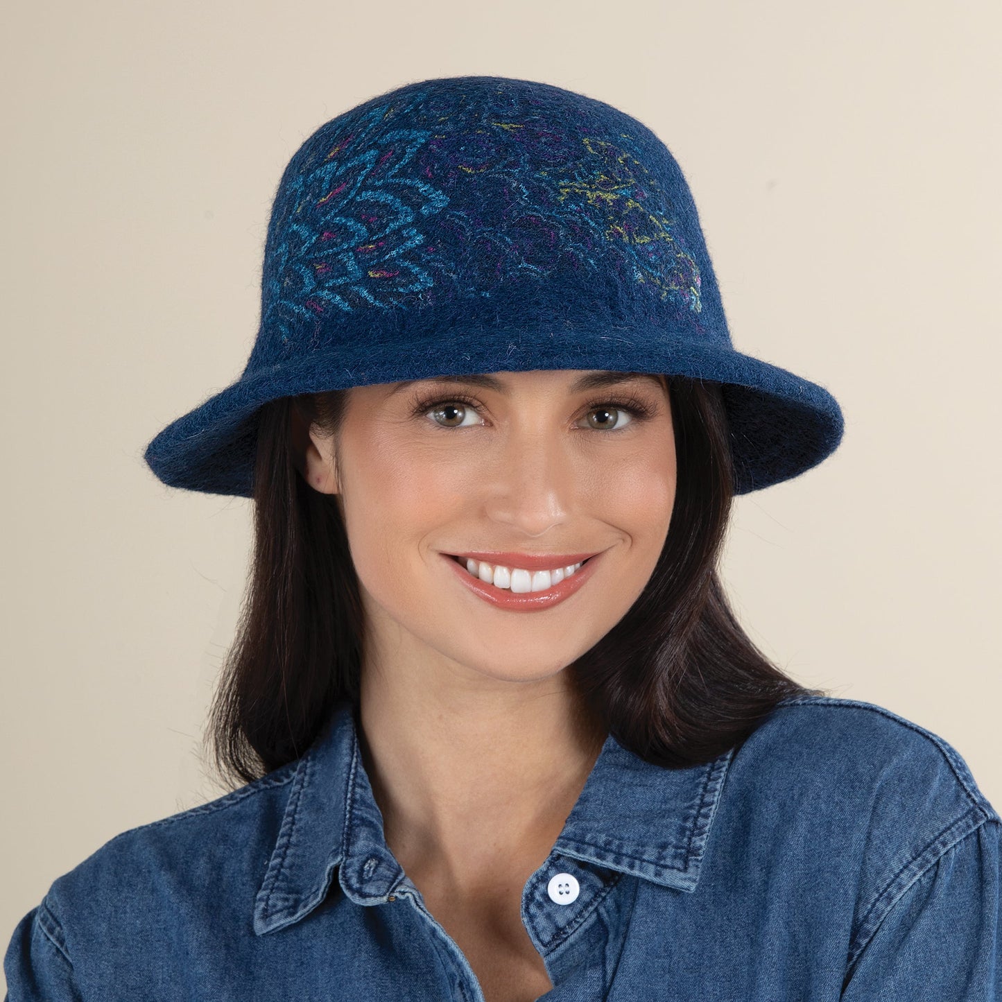 Patricia Peacock Design Teal Wool Hat