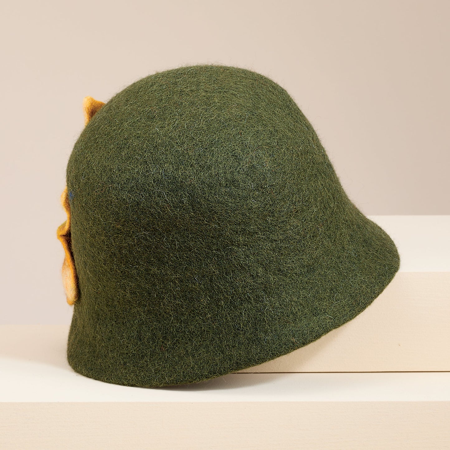 Evie Leaf Design Green Wool Cloche (Preorder)