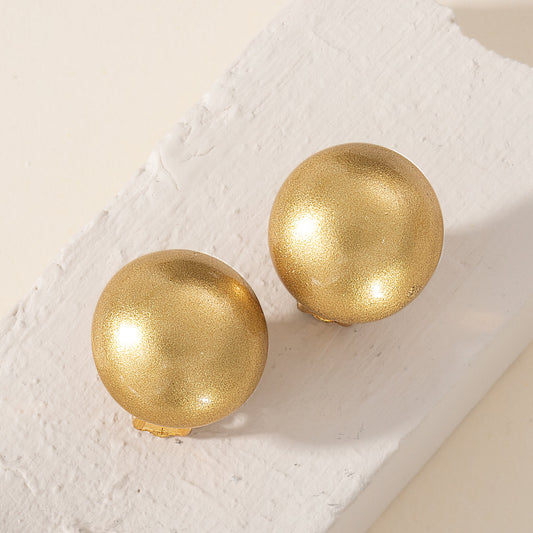 Murano Glass Matte Gold Clip-On Button Earrings