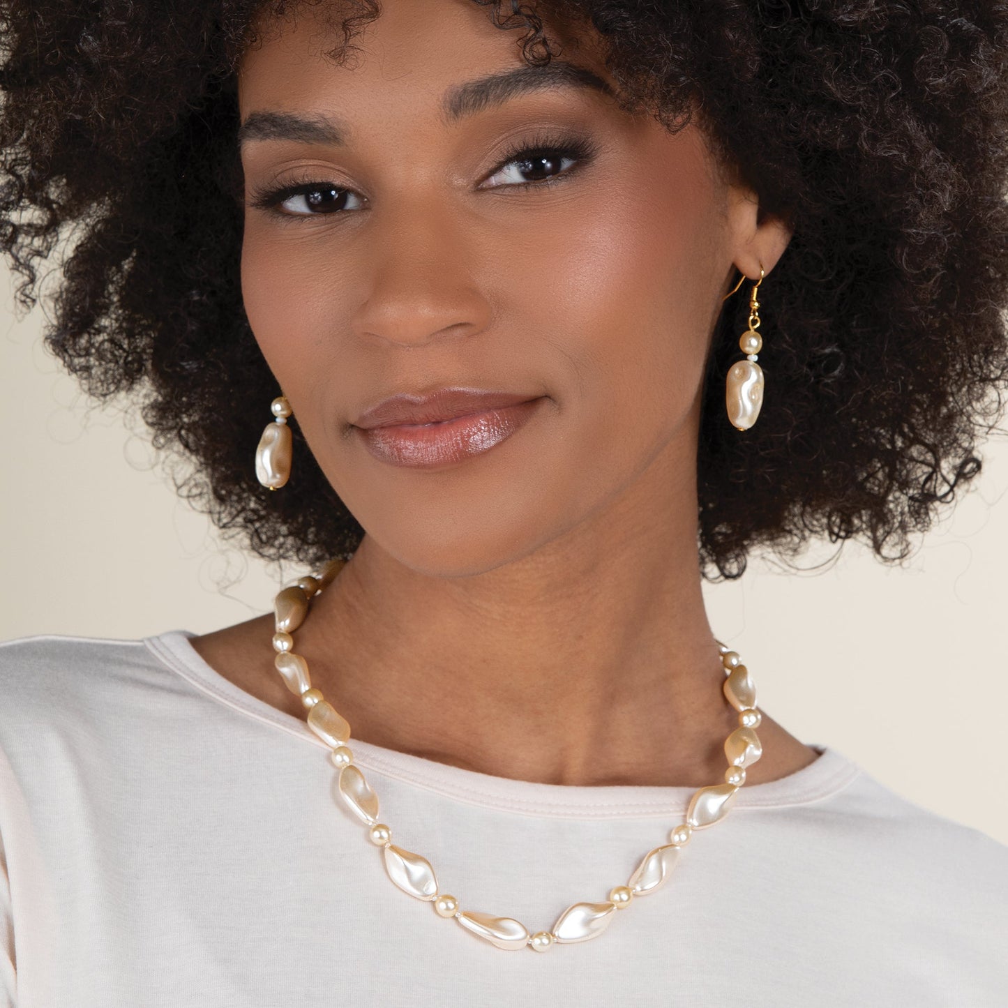 Murano Glass Mixed Champagne Pearls Necklace