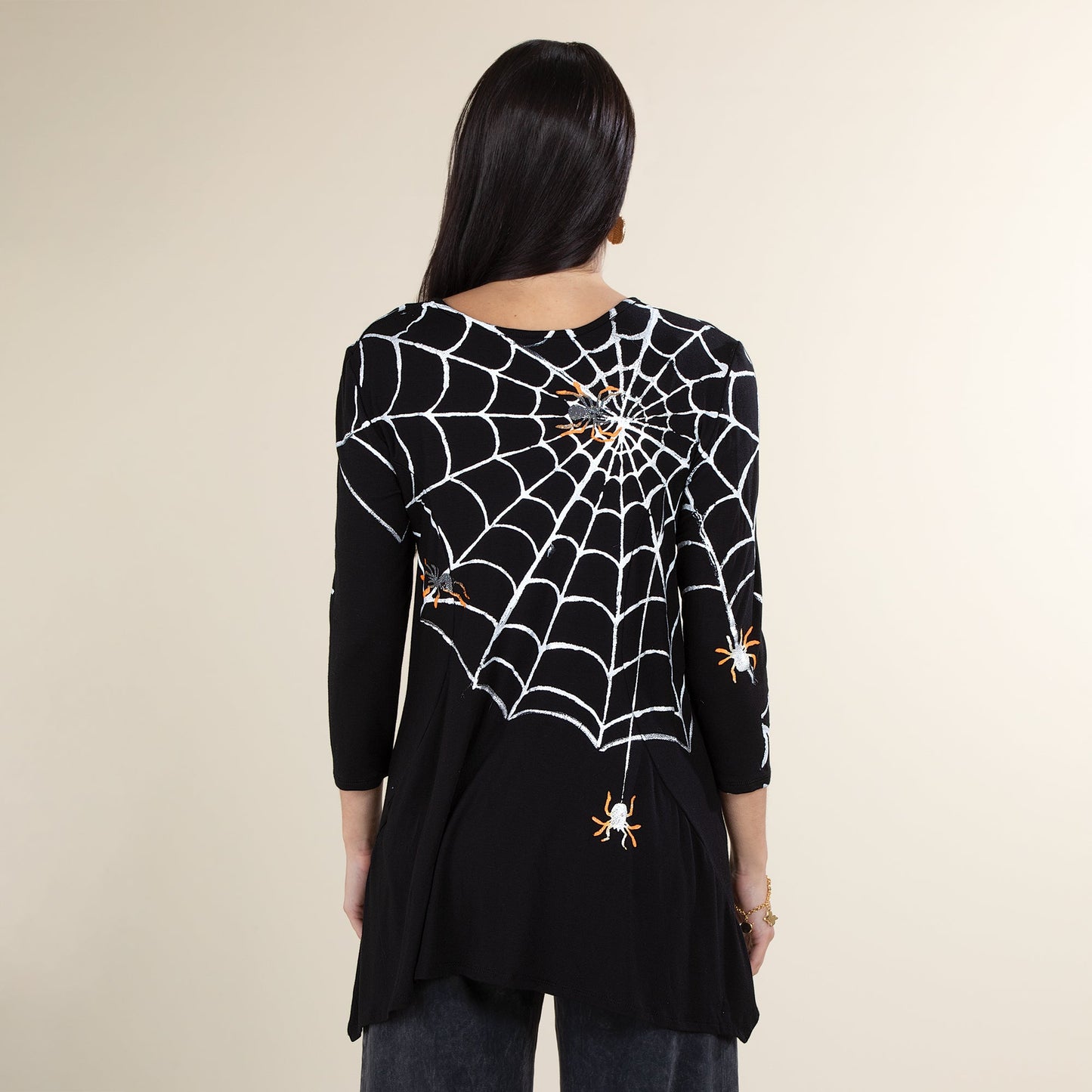 Hand-Painted Spooky Spider Webs Blouse