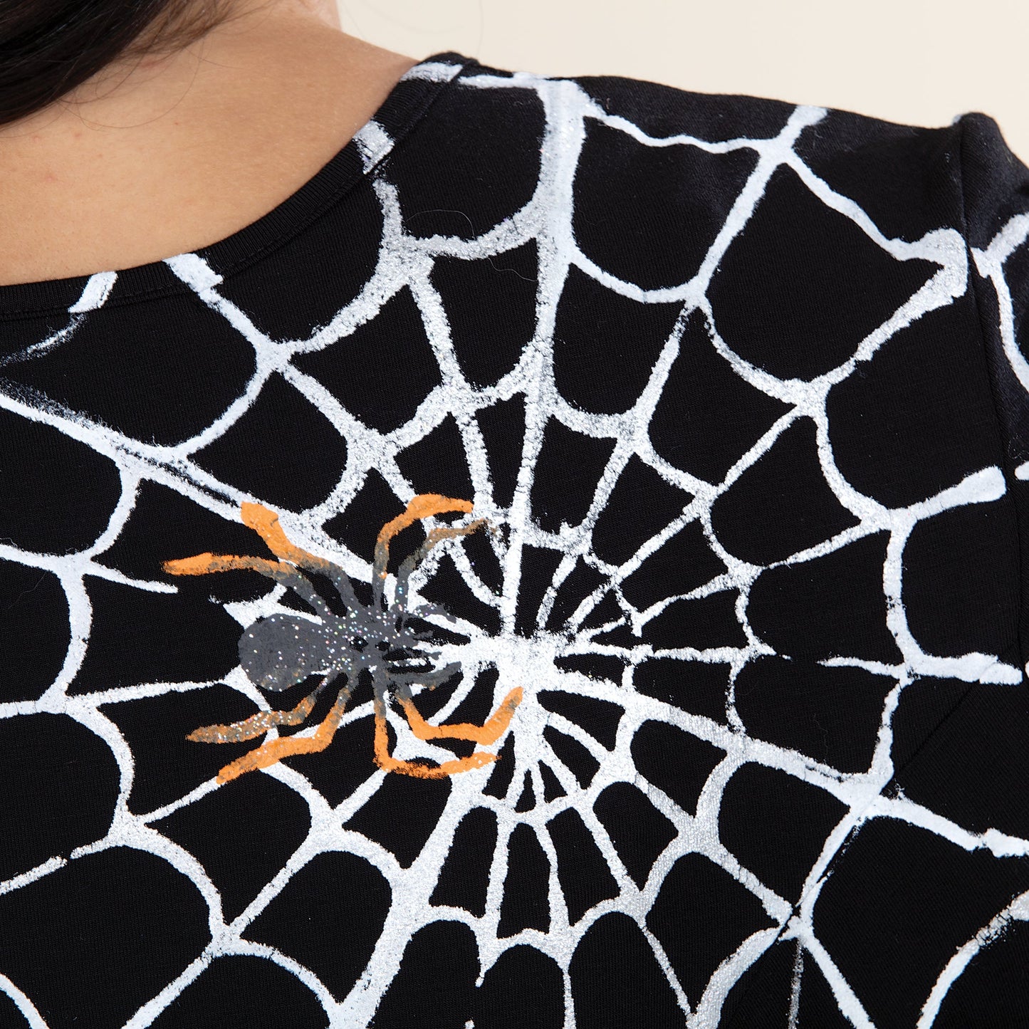 Hand-Painted Spooky Spider Webs Blouse