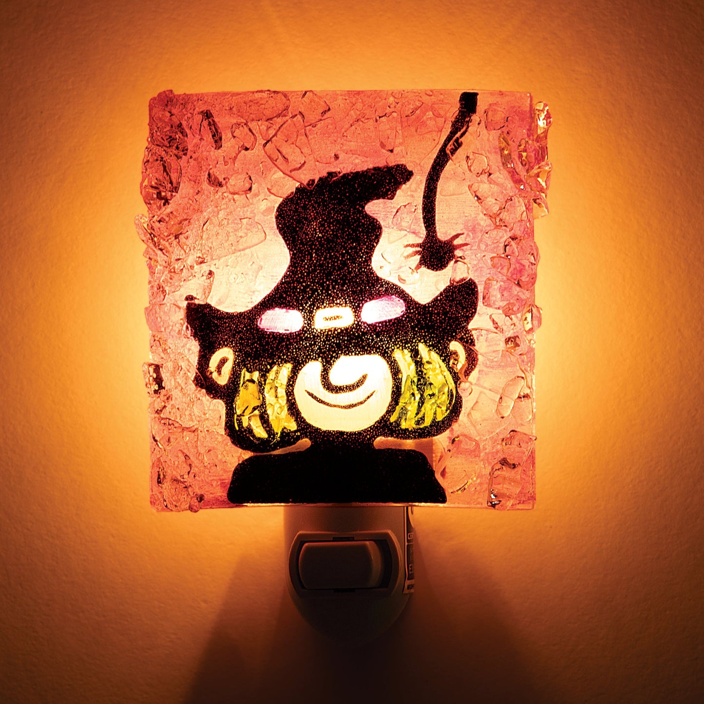Recycled Glass Smiling Witch Nightlight