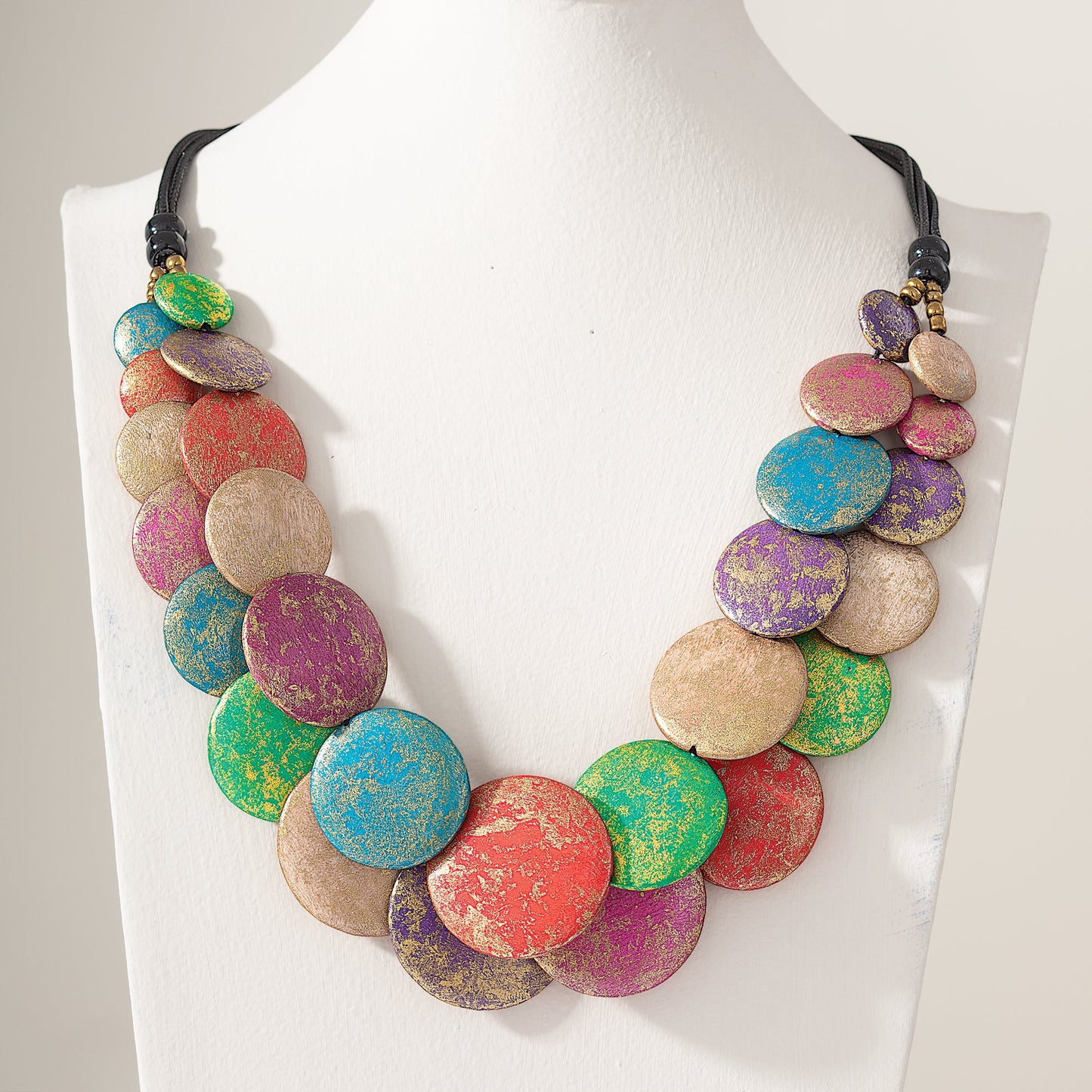 Rainbow Bubbles Wood Necklace & Earrings Set