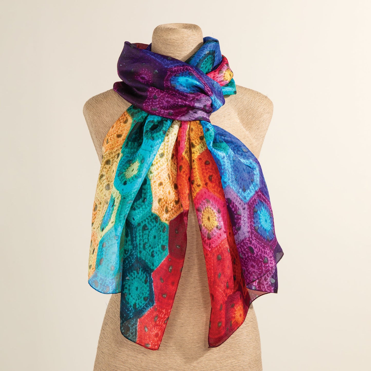 Rainbow Crochet Pattern Silk Scarf (Preorder)