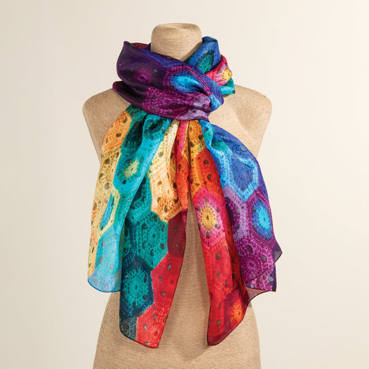 Rainbow Crochet Pattern Silk Scarf (Preorder)