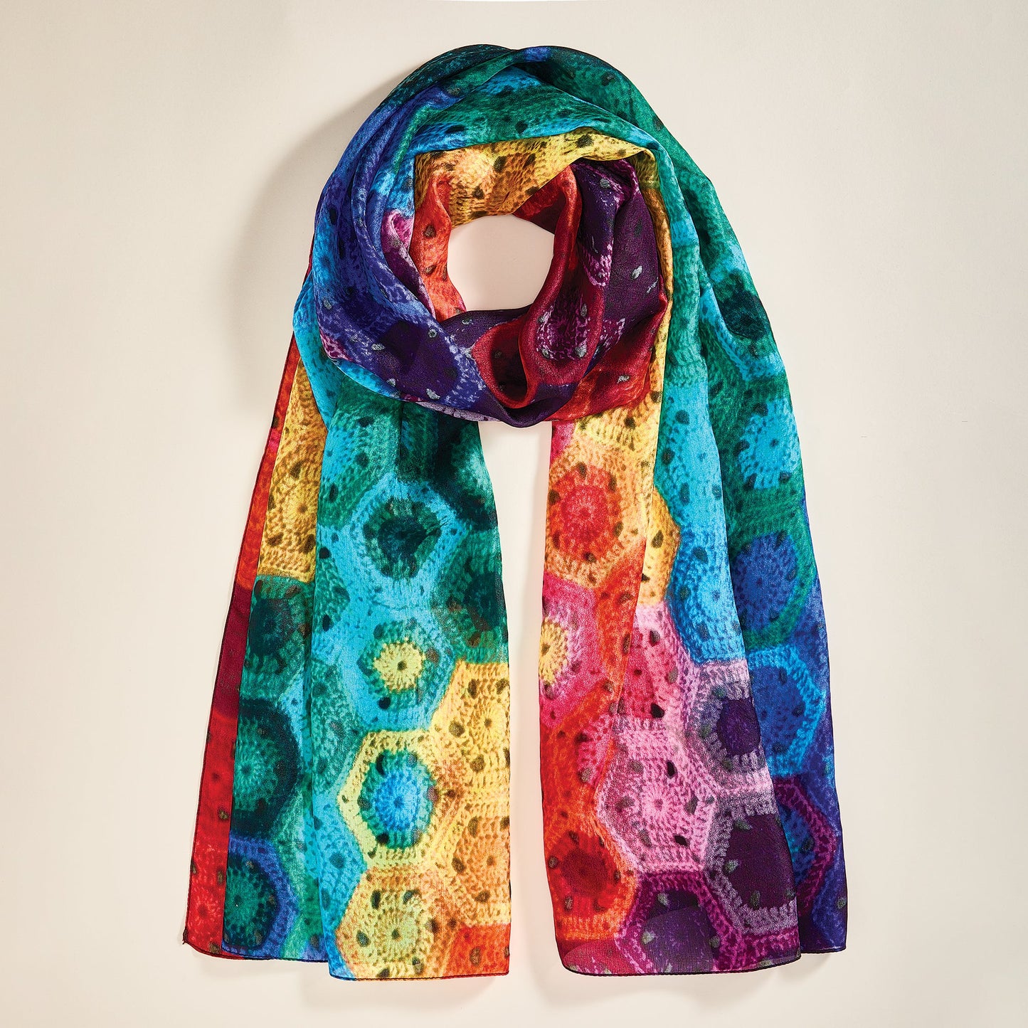Rainbow Crochet Pattern Silk Scarf (Preorder)