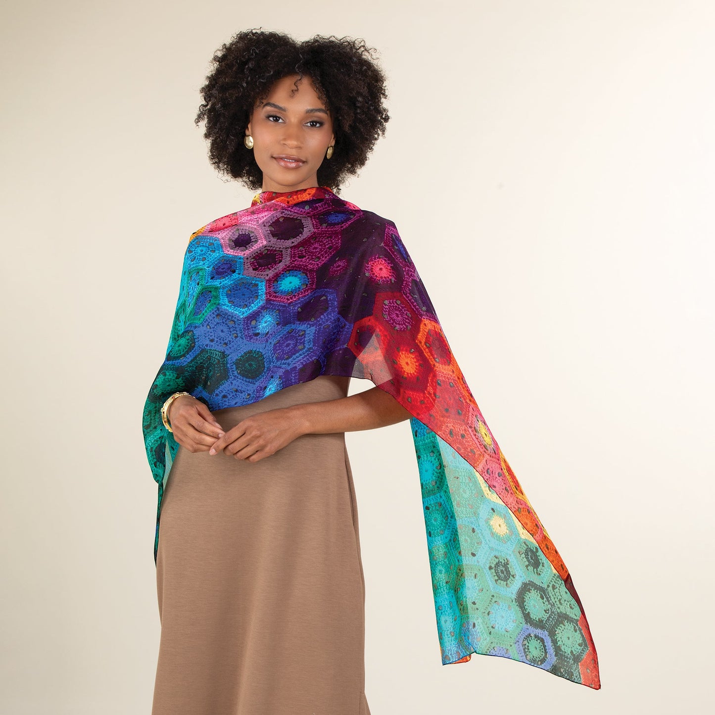 Rainbow Crochet Pattern Silk Scarf (Preorder)