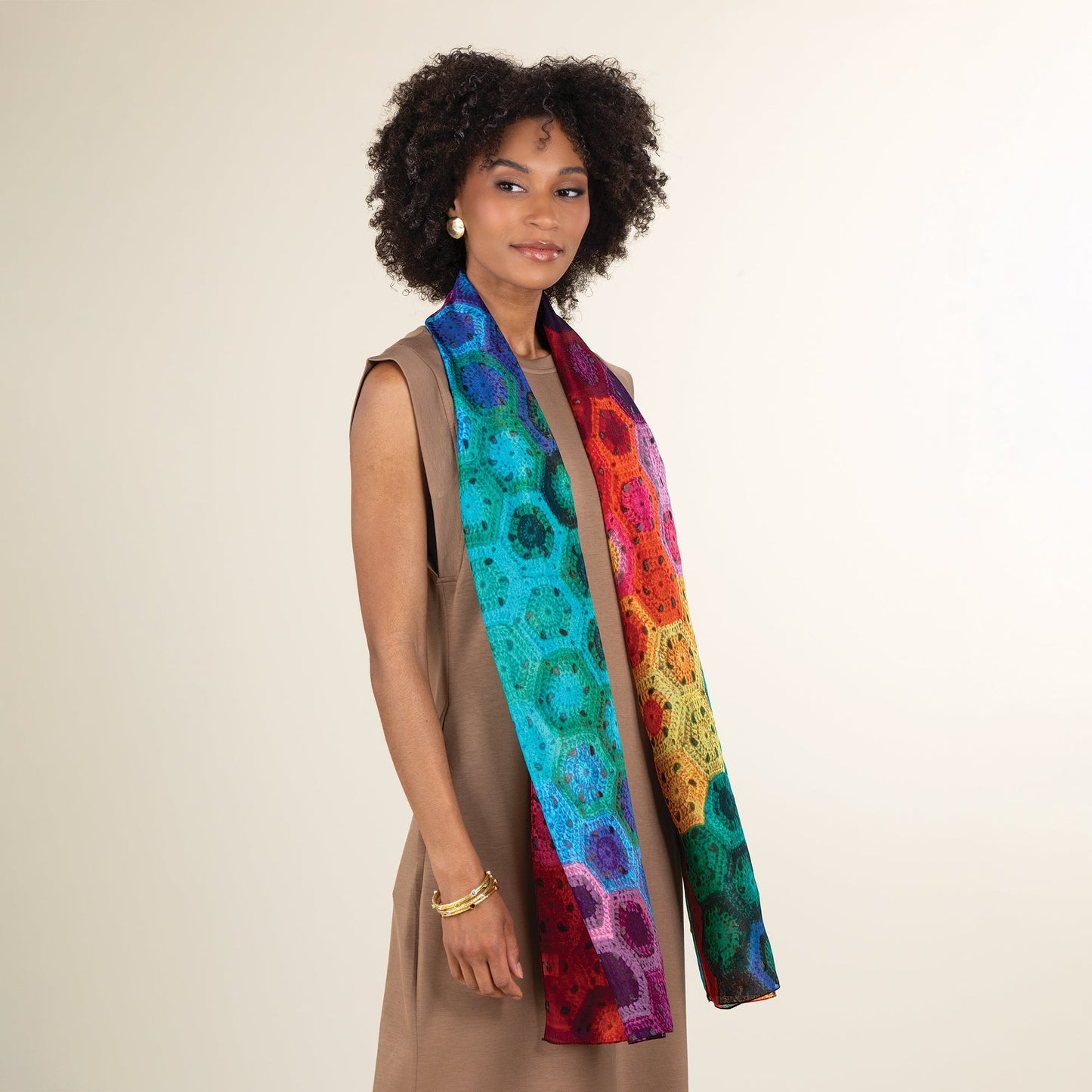 Rainbow Crochet Pattern Silk Scarf (Preorder)