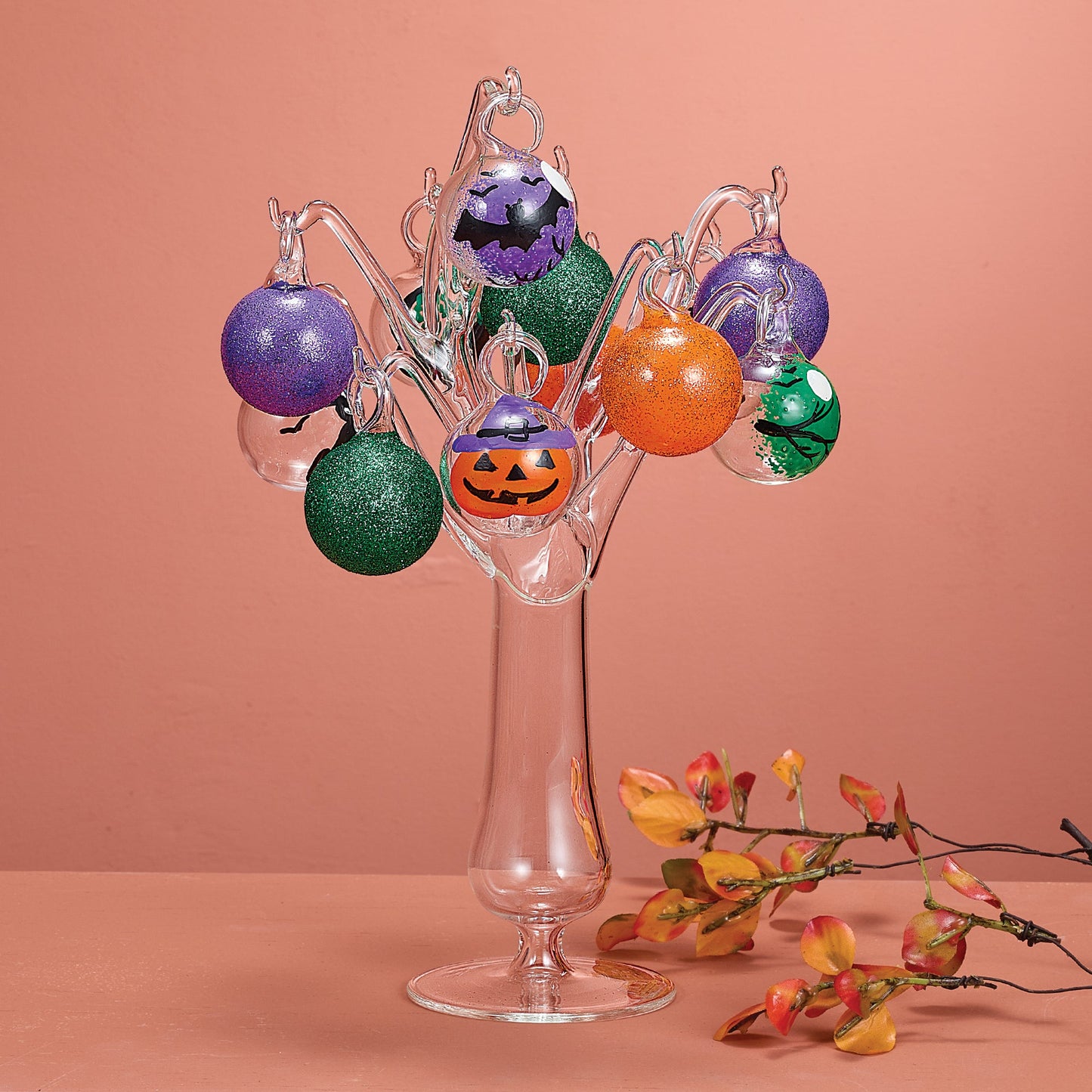 Hand-Blown Venetian Glass Gatti e Pipistrelli Ornaments Set of 12