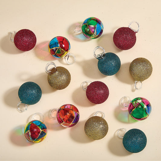 Hand-Blown Venetian Glass Vetrata Ornaments Set of 14