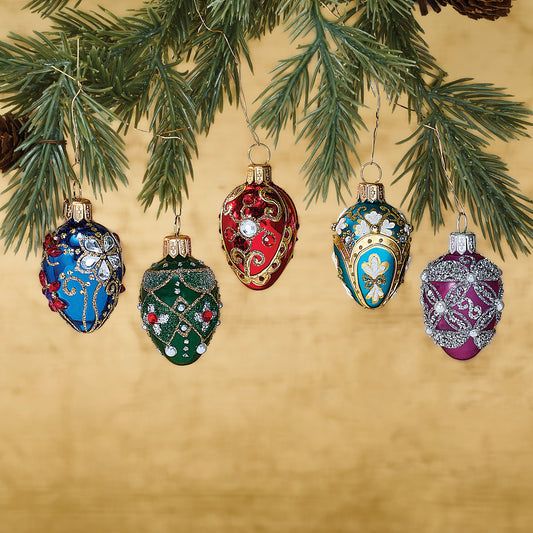 Gemstone-Hued Egg Ornaments Set of 5 (Preorder)