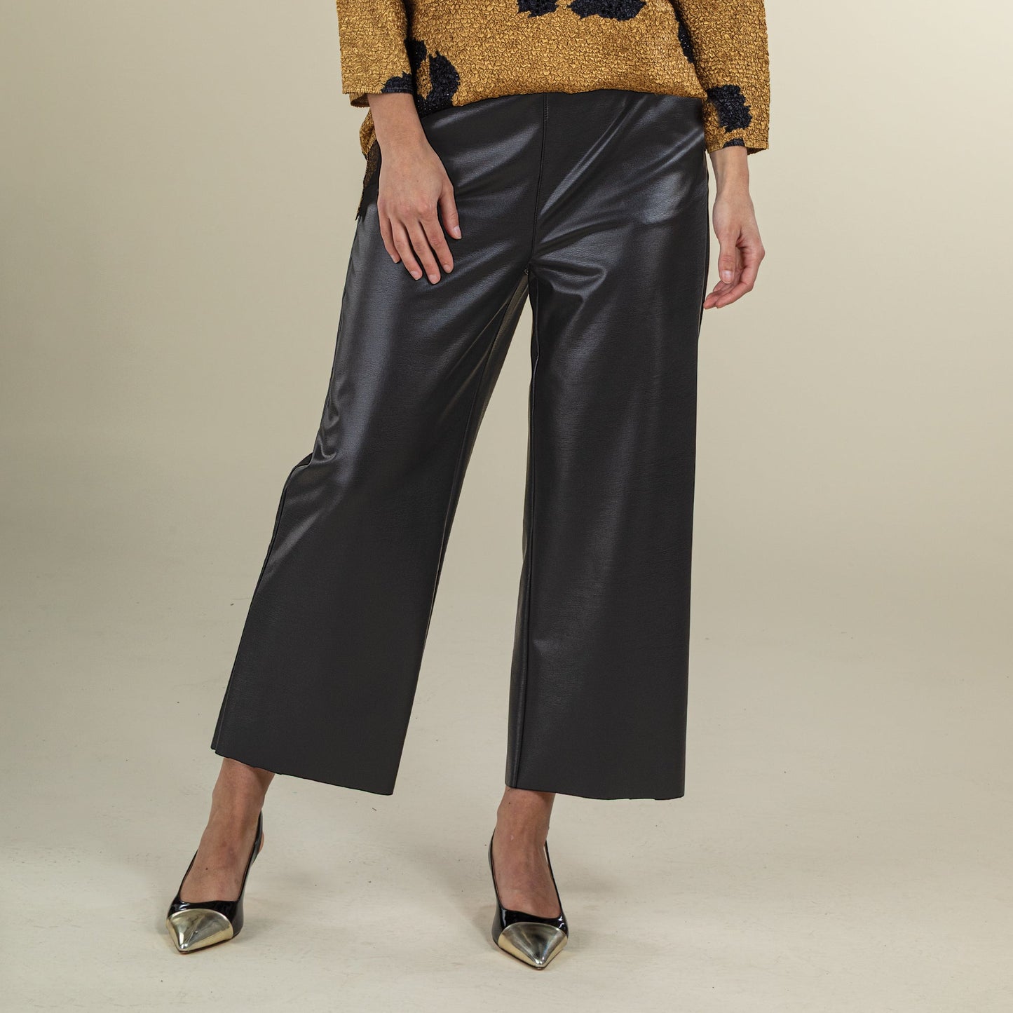 Faux Leather Wide Leg Pants