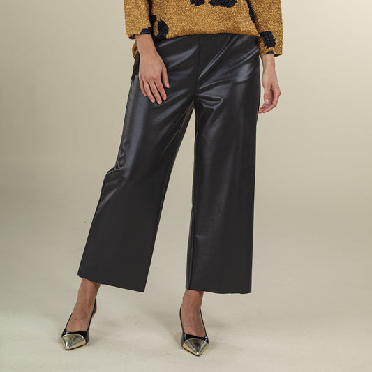 Faux Leather Wide Leg Pants