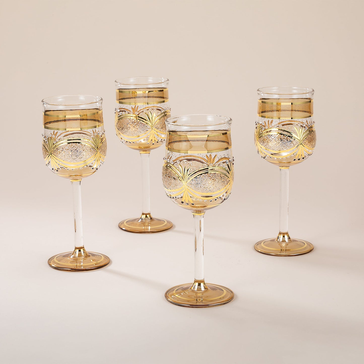Egyptian Hand-Blown Glass Wine Goblets Set of 4 (Preorder)