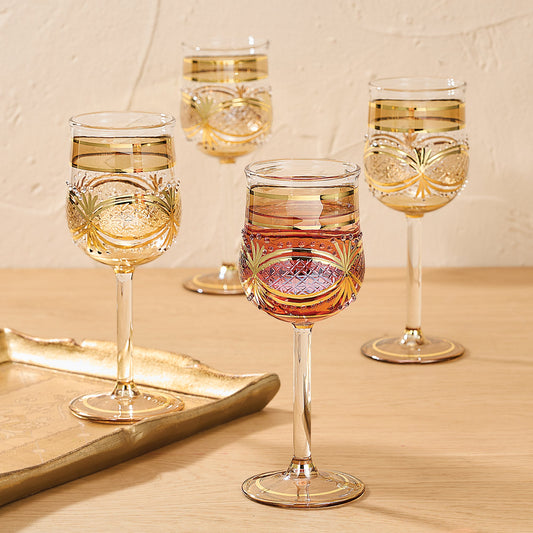 Egyptian Hand-Blown Glass Wine Goblets Set of 4 (Preorder)