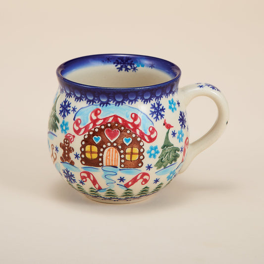 Polish Pottery Gingerbread Village Bubble Mug, 11oz. (Preorder)