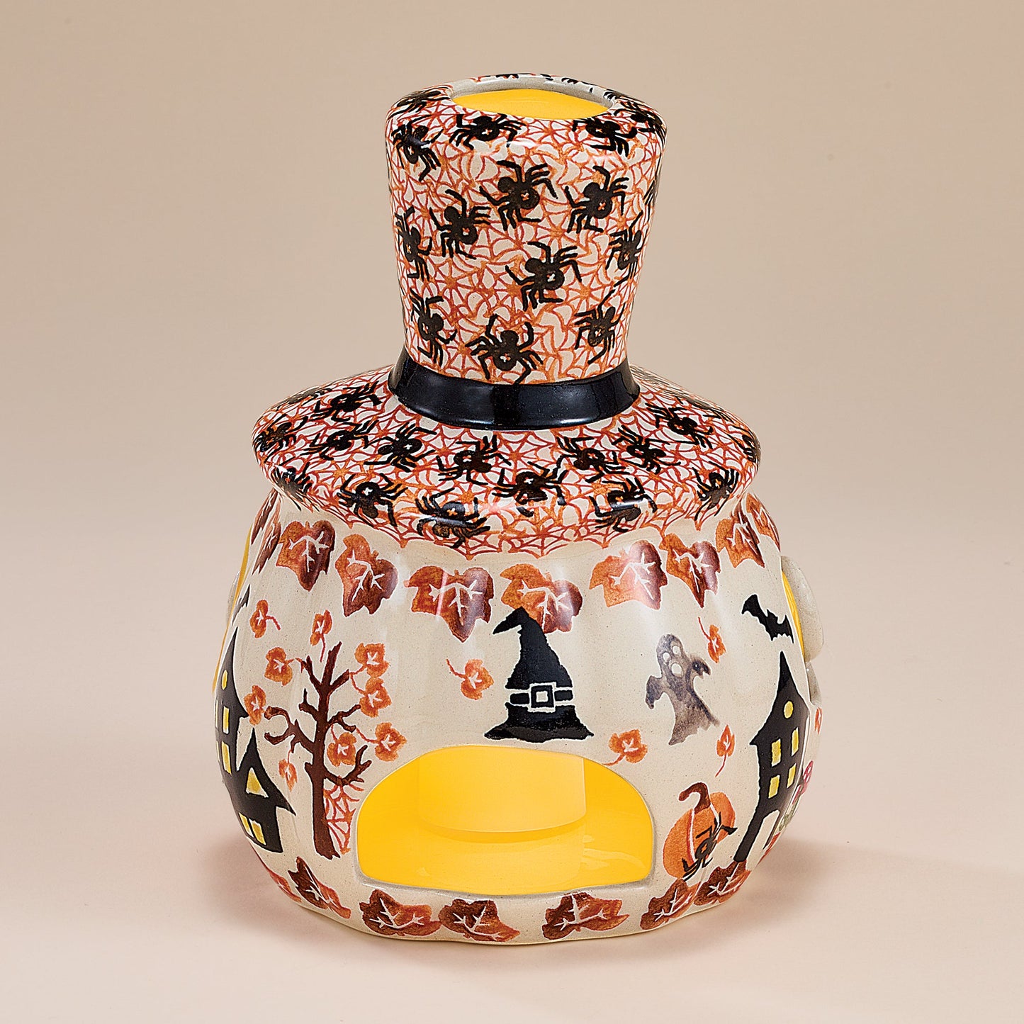 Polish Pottery Enchanting Pumpkins Mini Jack O' Lantern with Top Hat