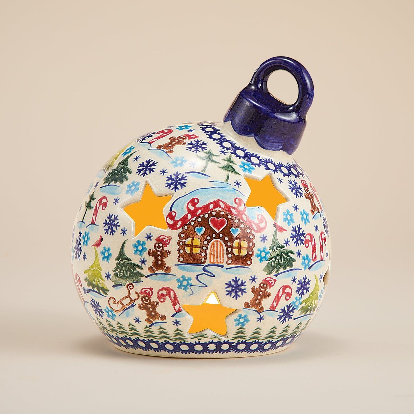 Polish Pottery Gingerbread Village Ornament Luminary (Preorder)