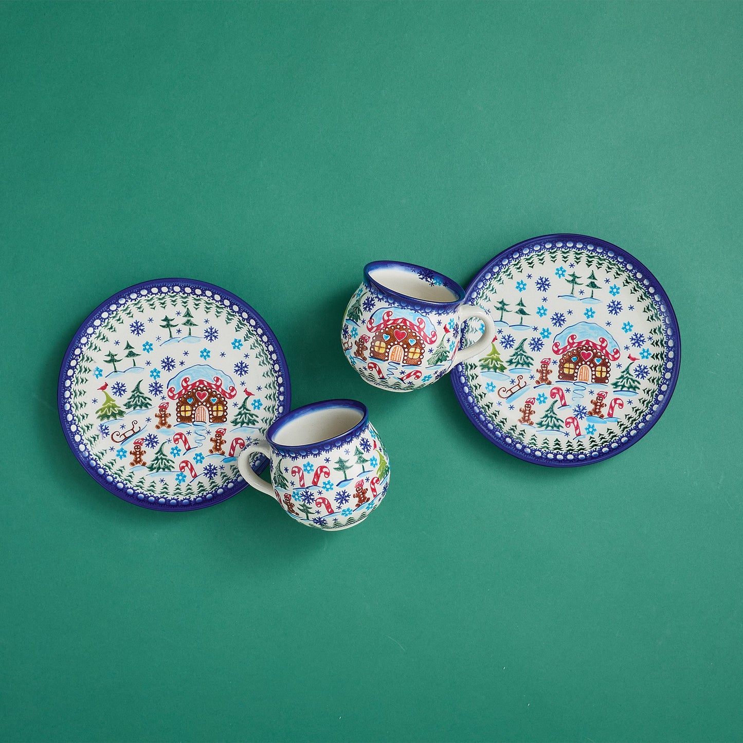 Polish Pottery Gingerbread Village Mug & Plate Set (Preorder)