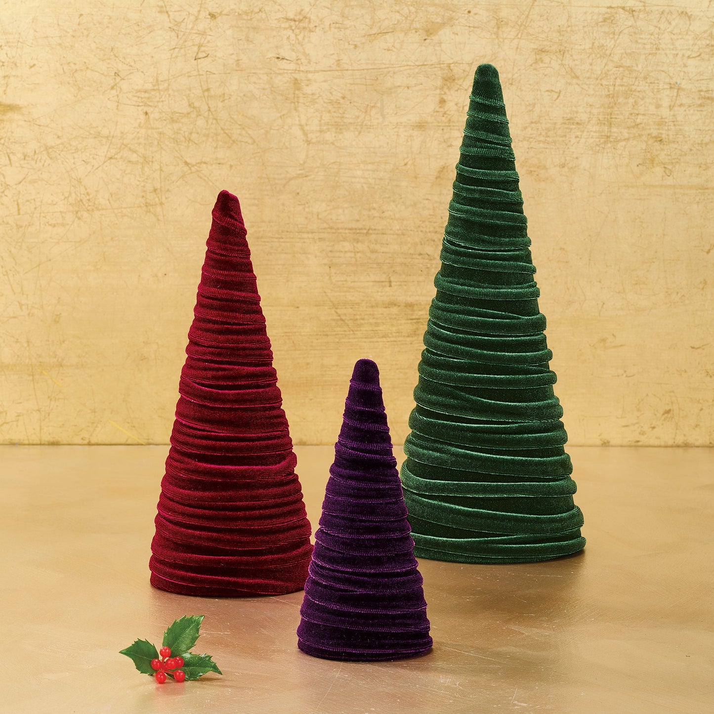 Hand-Cut Olive Velvet Tree